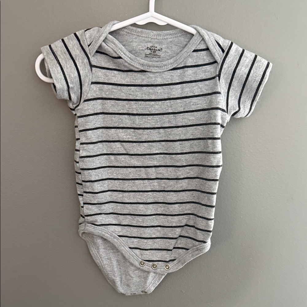 Striped Gray and Black Bodysuit